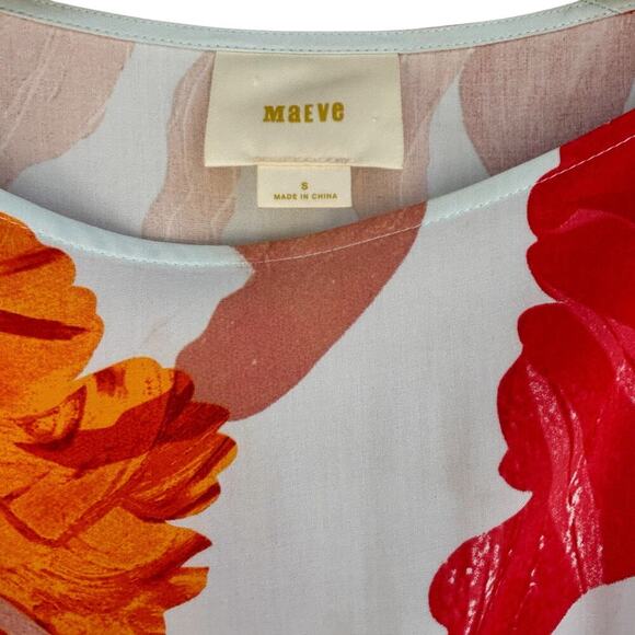 Maeve Gemma Floral Dress Size S Smocked Drop Waist Midi 3/4 Sleeve Anthropologie - Picture 4 of 8